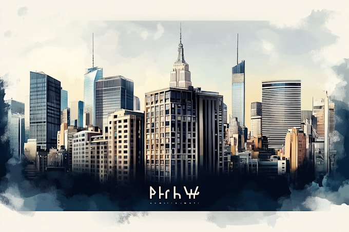 draw city skyline poster, landmarks poster