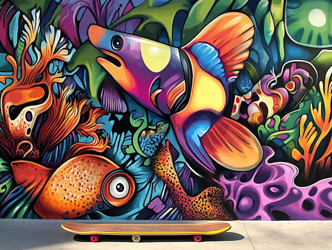 draw any graffiti mural wall art or banner