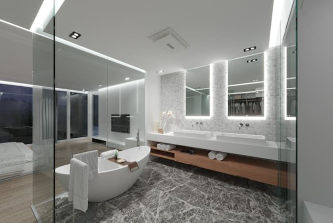 renew 3d minimalist apartment interior,luxury kitchen,bedroom living space revit