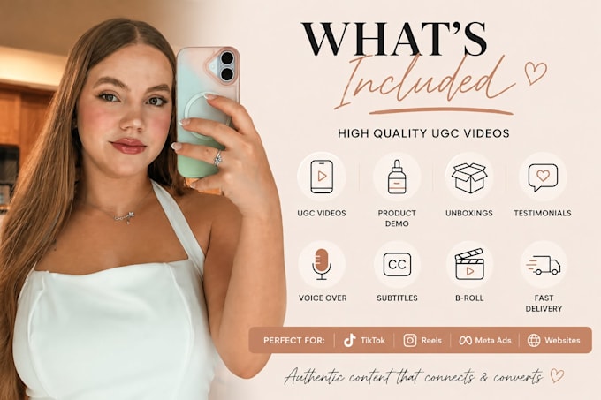 create authentic ugc videos for tiktok,reels and meta ads