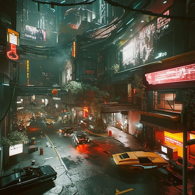 Draw futuristic scifi cyberpunk city and concept art by Susaninner | Fiverr
