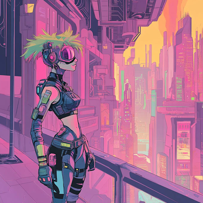 Draw illustration of futuristic cyberpunk city digital art for you by ...
