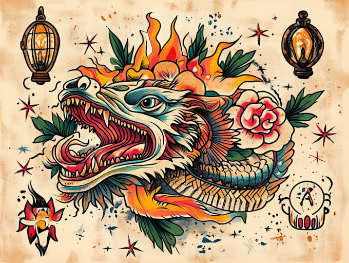 create awesome old school tattoo style design
