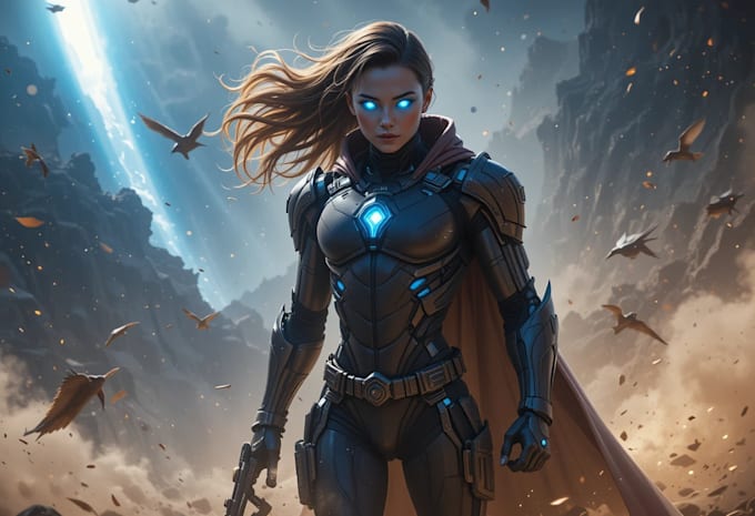 create scifi, superhero character art