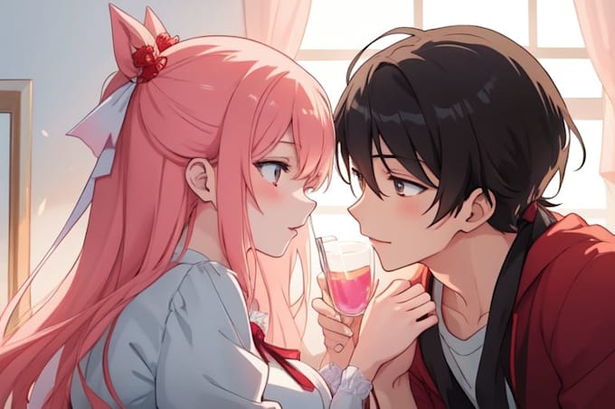 do anime couple illustration for you