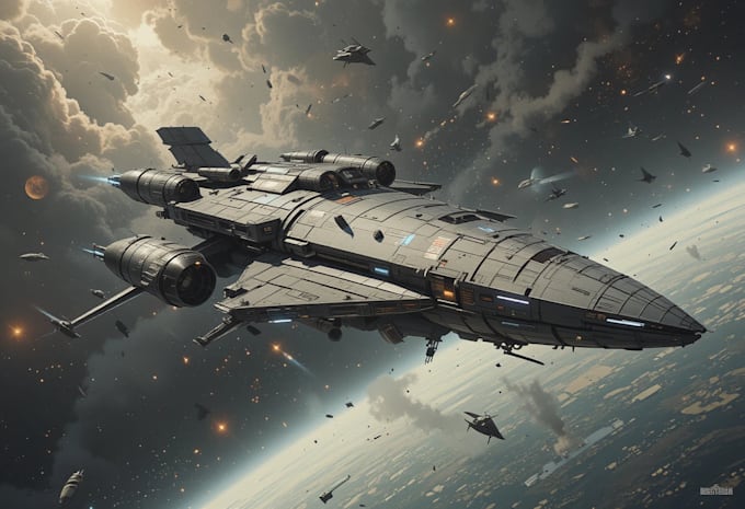 Make a sci fi spaceship concept art for you by Kelvdows | Fiverr