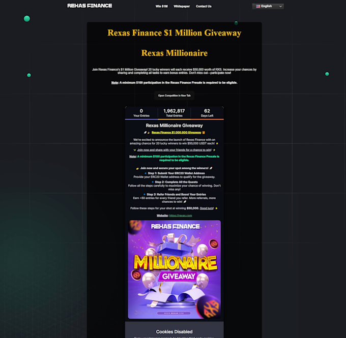 launch viral crypto giveaway using gleam or kickofflabs for lead generation