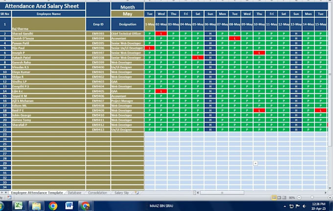 fully automated excel payroll , attendance management system