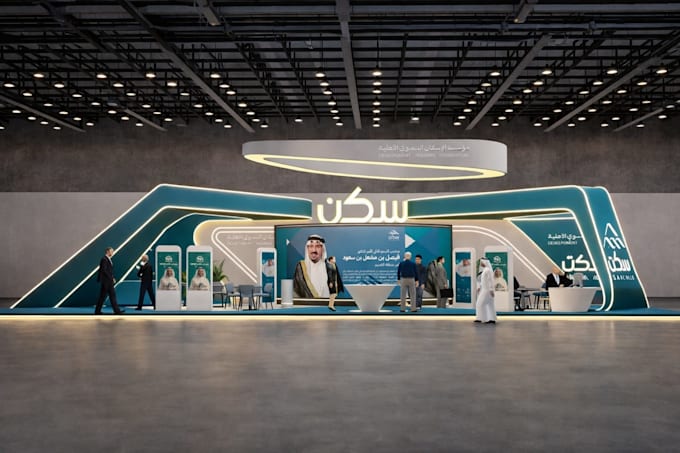 design booth, kiosk event design with 3d render drawing
