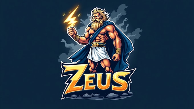 make unique zeus thunder muscle logo with express delivery