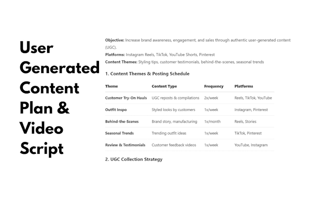 create ugc strategy, video script to boost your business