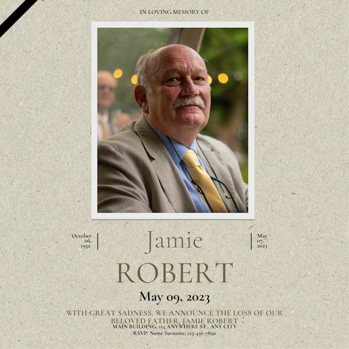 deign creative funeral, obituary flyer on canva