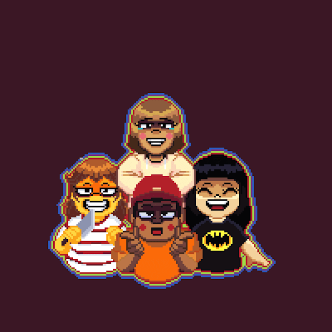 colorful pixel art characters