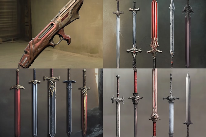 draw concepts for sci fi and fantasy weapons