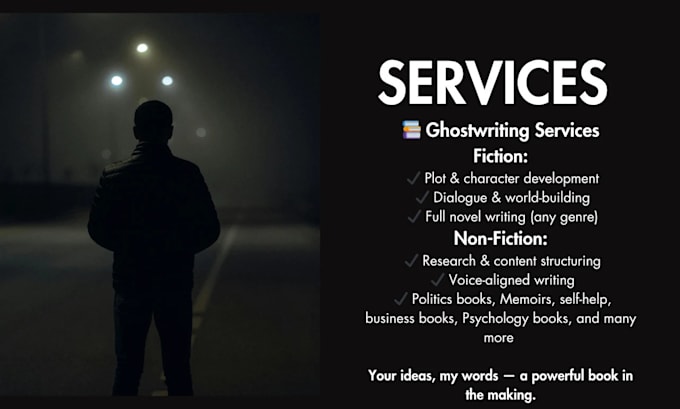 be the ghostwriter for you novels and non fiction e books