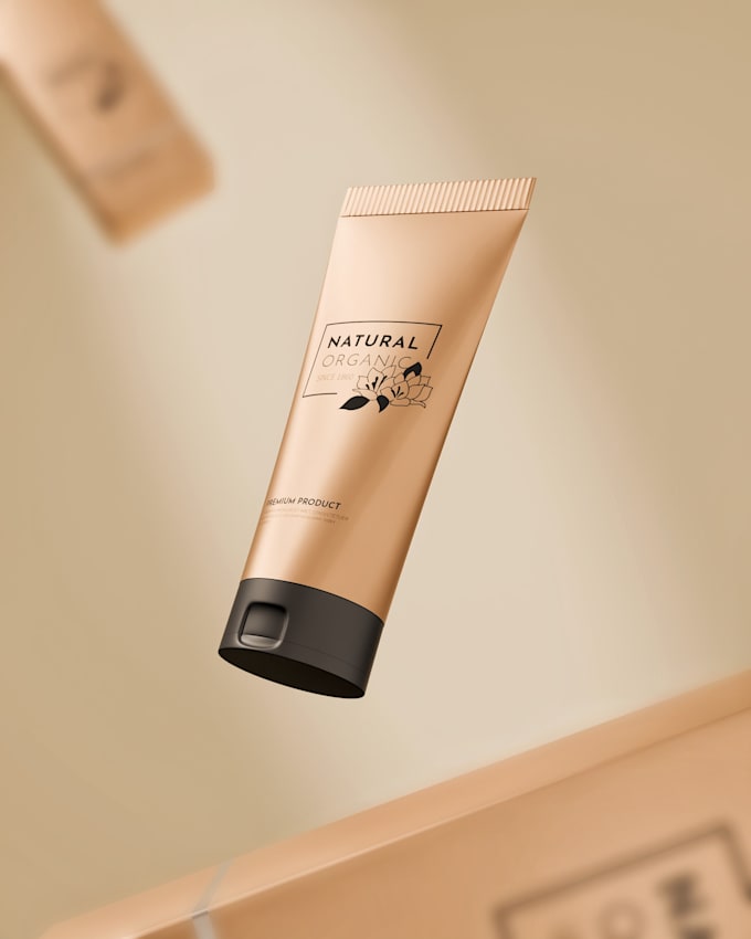 design 3d cosmetic mockup and product render for packaging