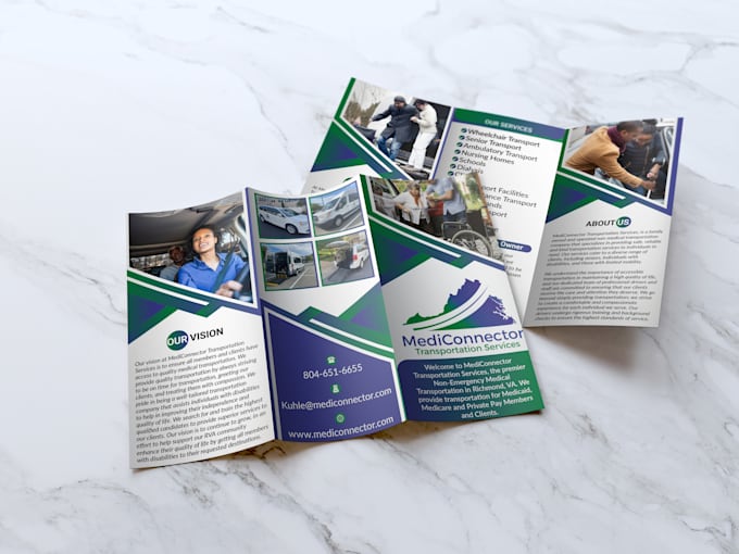 design unique home care, healthcare, cpr, nemt, lab or any business brochure