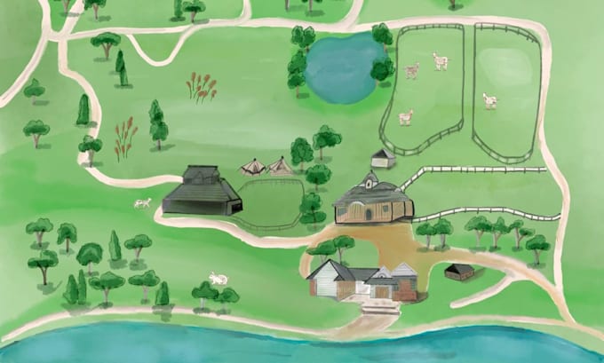Craft a detailed watercolor hand drawn wedding map using procreate by ...