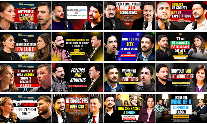 design youtube podcast thumbnail within few hours