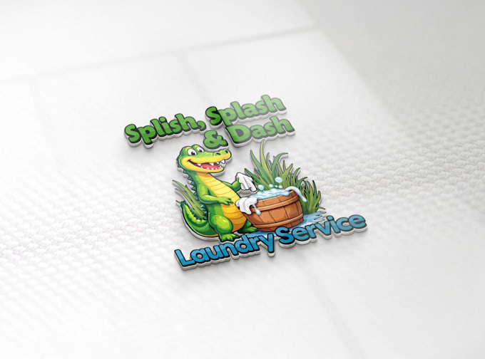 design a fun mascot animal logo laundry or cleaning service