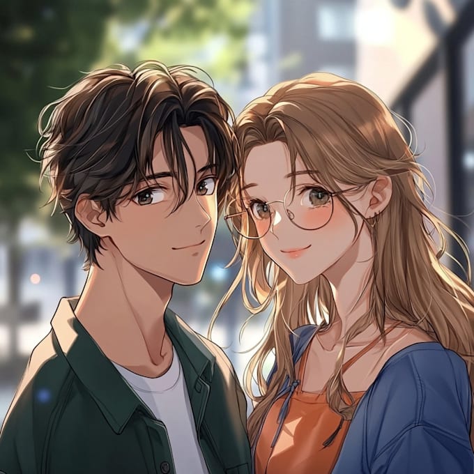 draw cute anime couple art