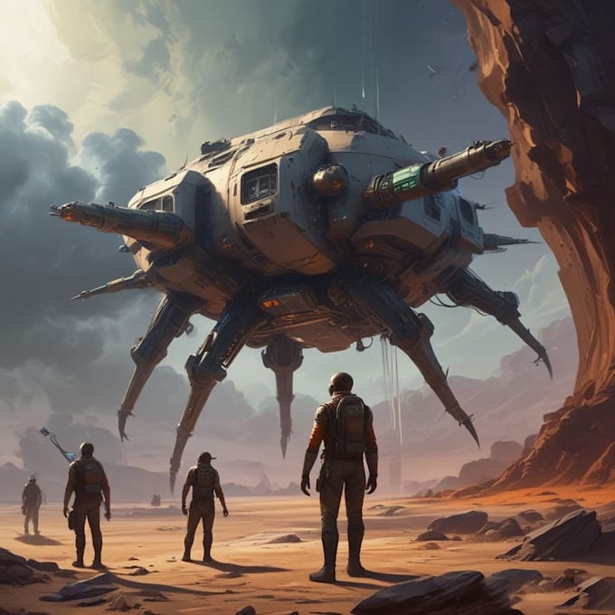 make a sci fi spaceship art