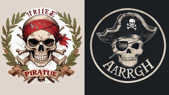 create amazing illustration skull pirates logo