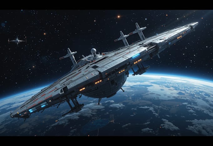 Illustrate a sci fi spaceship art by Grantoor | Fiverr