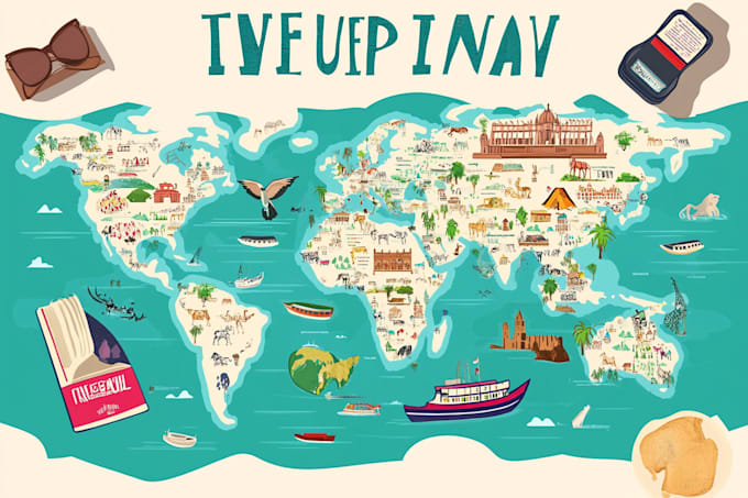draw custom travel illustrated vector map design