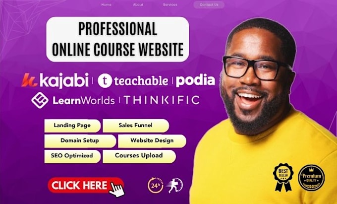 setup podia, thinkific, kajabi, teachable, learnworlds online course website