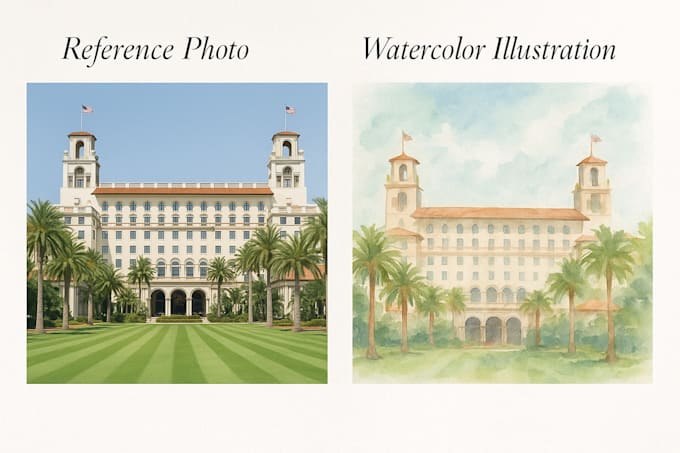 create custom wedding venue illustrations for save the dates