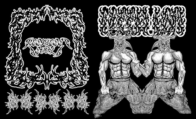 create dark art, metal, gothic illustration