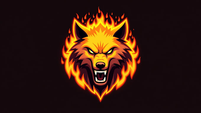 do angry wolf fire logo with free revisions and vector file