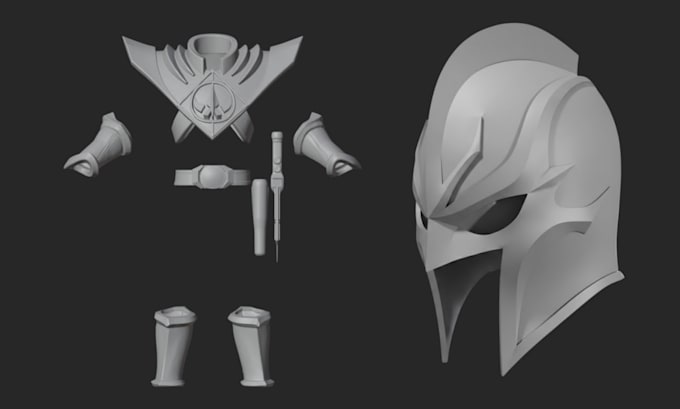 create a custom cosplay 3d sword armor helmet props for 3d printing