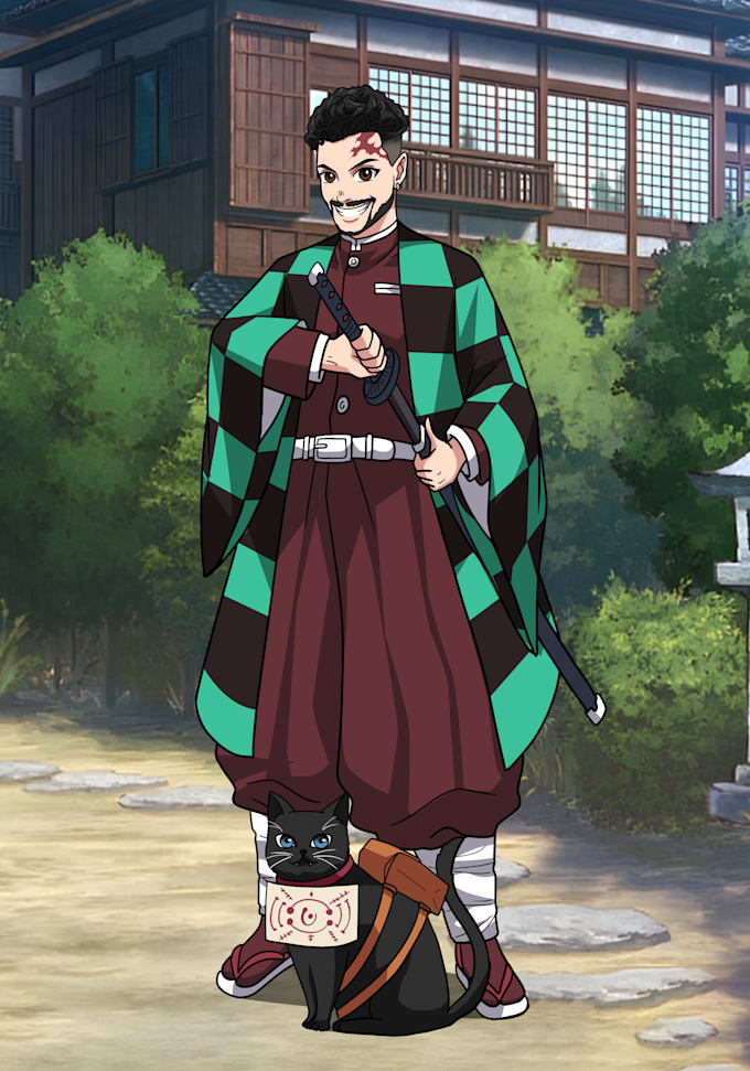 draw your portrait in demon slayer anime style