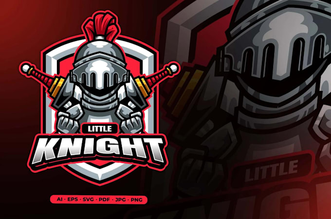 create guardian knight helmet wings mascot logo