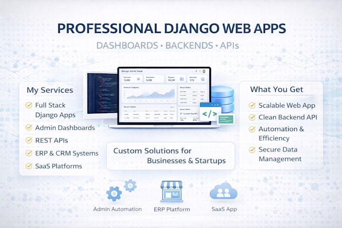 develop django web app, rest API and admin panel for your business