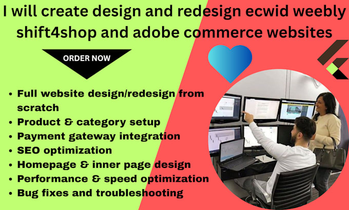 create design and redesign ecwid weebly shift4shop and adobe commerce websites