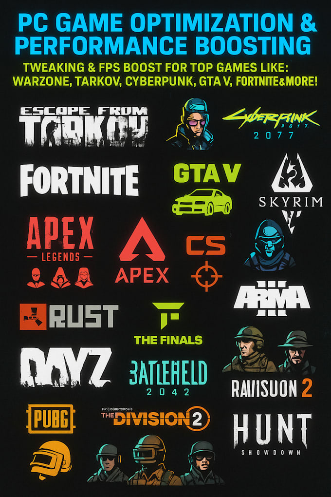 do PC game optimization, performance boosting,  fps boost in 1 hour