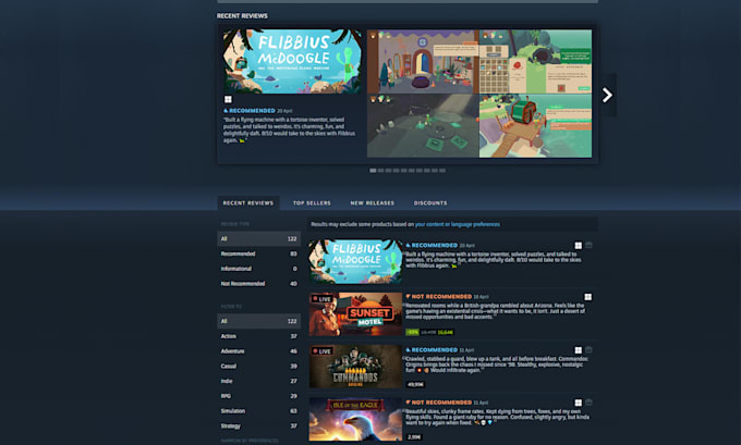 steam curator review your game and provide suggestions