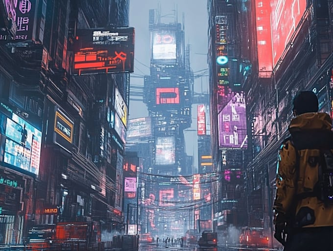 create futuristic cyberpunk city for you