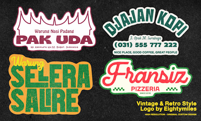 design unique vintage retro logo for your brand