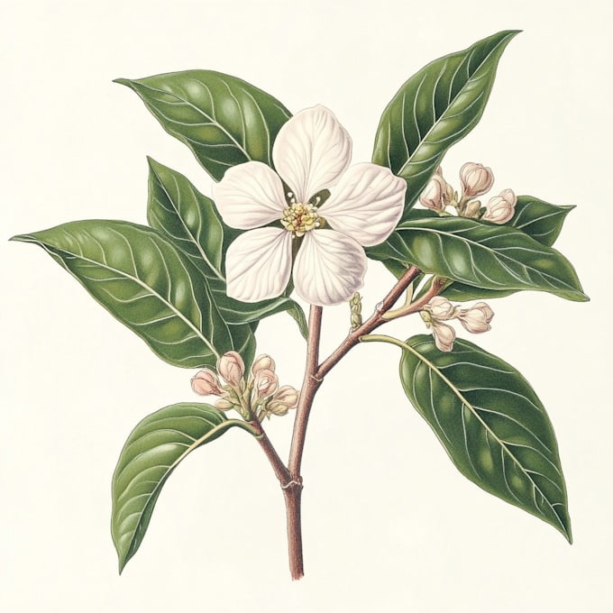 draw a botanical line art illustration