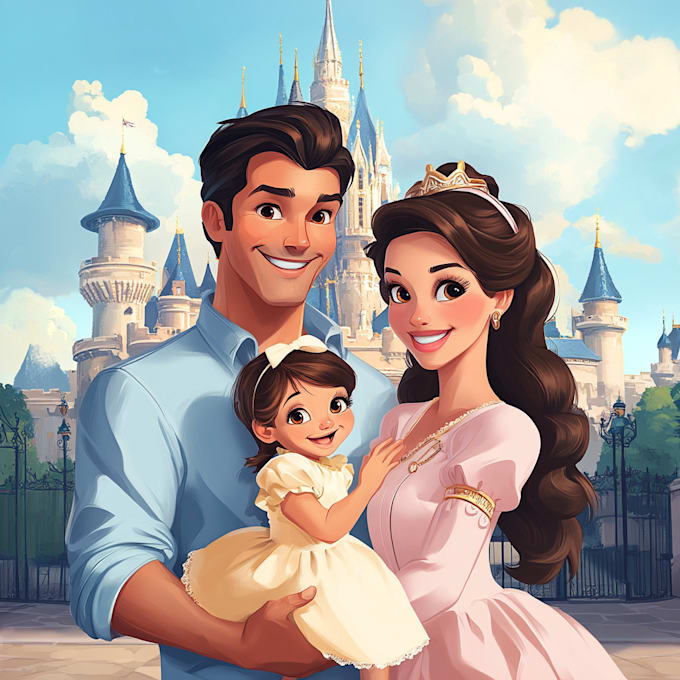 make cartoon disney couple portrait