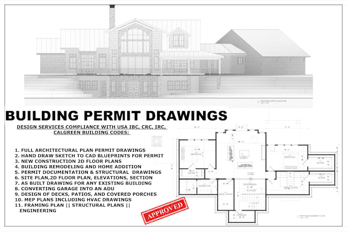 Draw and plan home renovation additions blueprint for city permit by ...