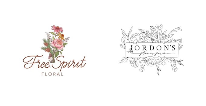 do unique boho, botanical, whimsical, and floral logo design