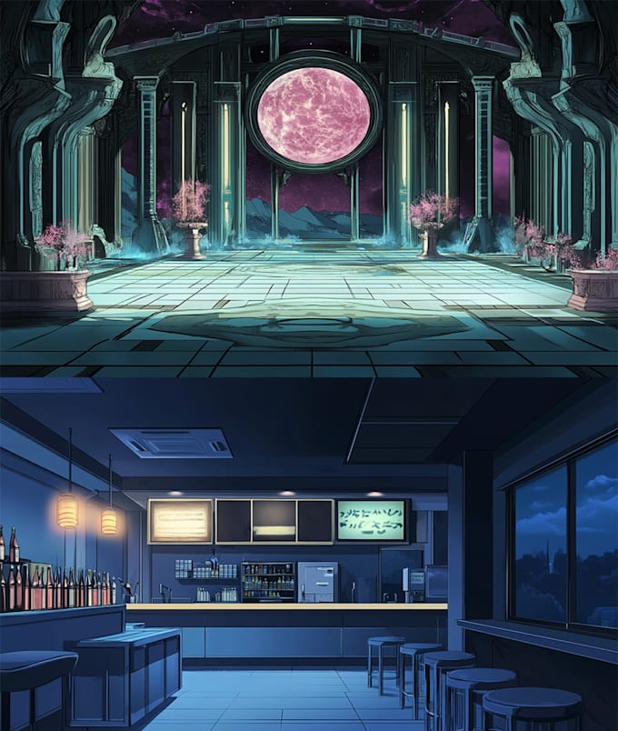 draw an background anime any in style