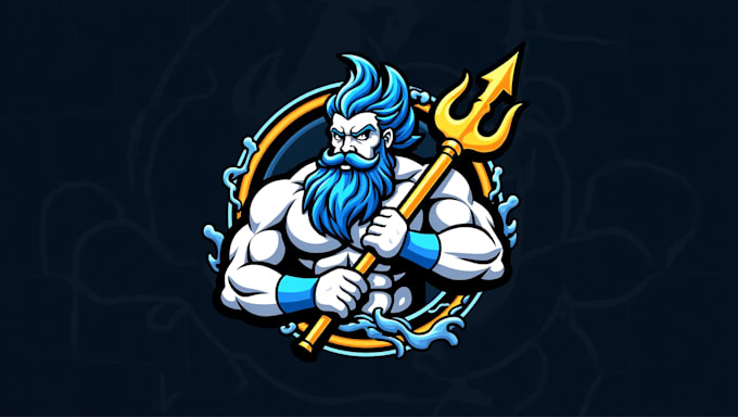 make eye catching poseidon mascot logo for your company
