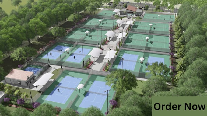 do 3d pickleball court, padel court,  basketball court, sport court renders
