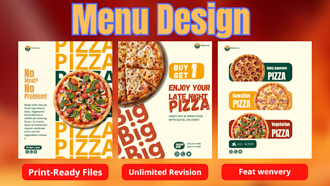 restaurant menu design, food flyer, fast deliveryprint ready